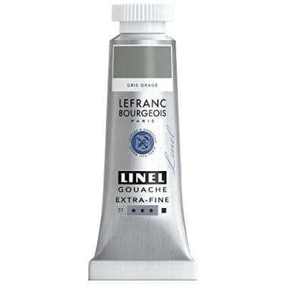 Abbildung von Lefranc &amp; Bourgeois 301225 Linel Gouache extrafeine und geschmeidige Wasserfarben mit maximaler Farbintensität, Leuchtkraft für streifenfreien Auftrag, 14ml Tube Sturmgrau