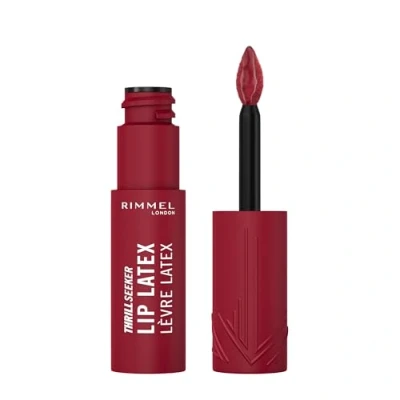 Abbildung von Rimmel London, Thrill Seeker Lip Latex 450 Majesty Flüssiger Lippenstift Lipgloss Lippenfarbe mit Hyaluronsäure, Geschmeidigkeit und Glanz, Feuchtigkeitsspendend, Vitamin E, Aloe Vera, 6