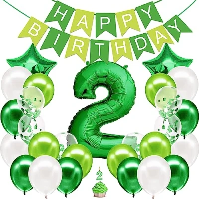 Abbildung von envami® Geburtstagsdeko Jungen Grün Zahl 2. Geburtstag Junge Happy Birthday Deko Folienballon 2 Luftballon Kindergeburtstag