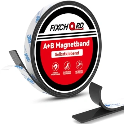 Abbildung von FIXCHORD A+B Magnetband für Fliegengitter &amp; Moskitonetze, selbstklebend, Magnetklebeband, Magnetstreifen,Magnetband mit Gegenseitiger Anziehung (2m*15mm)