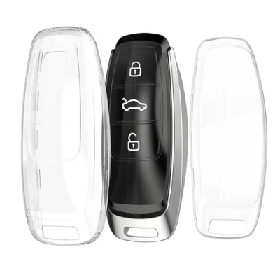 Abbildung von kwmobile Autoschlüssel Hülle kompatibel mit Audi A6 A7 A8 Q7 Q8 3 Tasten Keyless Schlüsselhülle Silikon Cover Transparent