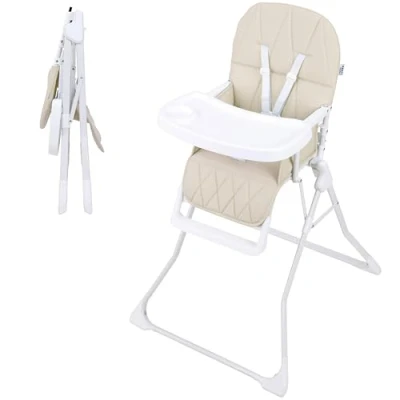 Abbildung von ib style Hochstuhl Baby Leno Komplakt, klappbar, mit Esstisch, 5 Punkt Sicherheitsgurt, mitwachsend, für Kinder, die eingenständig sitzen können bis 3 Jahre (15kg), Sand