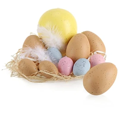 Abbildung von com four® 11 teiliges Ostereier Set Hängedeko für Ostern in verschiedenen Größen zum Anhängen Osterstrauß