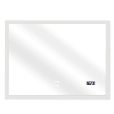Abbildung von Aquamarin Badezimmerspiegelschrank Badspiegel mit LED Touchschalter, Digitaluhr Badezimmerspiegel