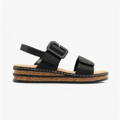 Abbildung von Rieker Keilsandalette, Damen, Größe: 38, Schwarz Schuhe
