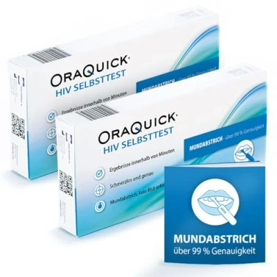 Abbildung von 2x OraQuick HIV Selbsttest Schmerzfrei und sicher mit Speichel testen Test für zuhause Doppelpack ideal Paare Erkennt 1 2 Antikörper