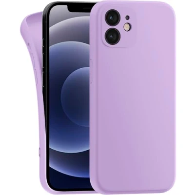 Abbildung von MyGadget Hülle Kompatibel mit iPhone 12 robuste Silikon Schutzhülle TPU Case Slim Silikonhülle Back Cover Kratzfest Handyhülle Matt Lila