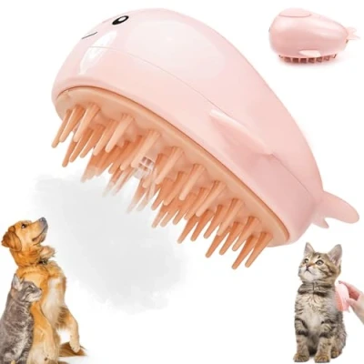 Abbildung von Steamy Cat Brush, 3 in 1 Dampfbürste Für Katzen Katzenbürste mit Dampf Hundebürste Haustierbürste Haustier Bürsten Selbstreinigende Zupfbürste, Hunde Massage Selbstreinigung