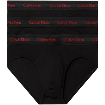 Abbildung von Calvin Klein Underwear 3 PACK Stretch Wicking Slip Black w pompian red logos, Herren, Größe: Small, logos