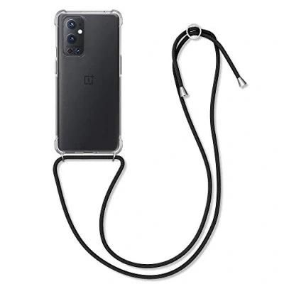 Abbildung von kwmobile Necklace Case kompatibel mit OnePlus 9 Pro Hülle Silikon Cover Handykette Band Handyhülle Schwarz Transparent