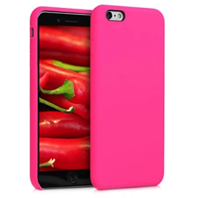Abbildung von kwmobile Hülle kompatibel mit Apple iPhone 6 Plus / 6S Silikon Handy Case Handyhülle weiche Oberfläche kabelloses Laden Neon Pink