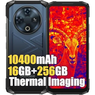 Abbildung von DOOGEE Fire 6 Thermal Imaging Rugged 4G Smartphone Ohne Vertrag, 16GB + 256GB, Batteria 10400mAh / 18W, 50MP 8MP Simlockfreie Handys, Android 14, 6,56 pollici, Face ID, 15.8mm Thin Blau