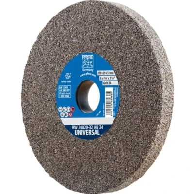 Abbildung von PFERD Schleifbockscheibe UNIVERSAL, 200x20x32mm, A24, 39008418 Harte Schleifscheibe für universelle Schleifaufgaben, mit Reduzierhülsen (25/20/16mm)