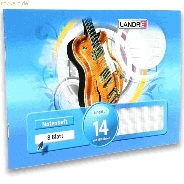 Abbildung von 25 x Landre Notenheft A5 quer 8 Blatt 80 g/qm Lineatur 14 mit Hilfslin