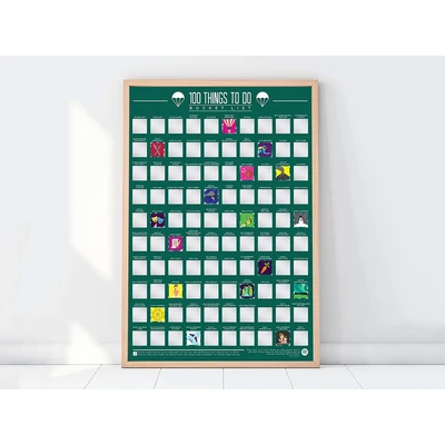 Abbildung von Gift Republic Poster 100 Things To Do Bucket List zum Freirubbeln, Einheitsgröße