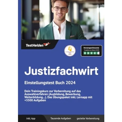 Abbildung von Justizfachwirt Einstellungstest Buch 2024: Dein Trainingskurs zur Vorbereitung auf Das Auswahlverfahren (Ausbildung, Bewerbung, Weiterbildung...). Übungspaket inkl. Lernapp mit +3500 Aufgaben