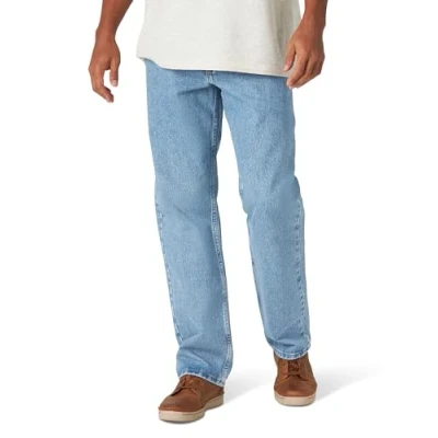 Abbildung von Wrangler Authentics Herren Klassische Baumwolljeans mit 5 Taschen und lockerer Passform Jeans, Steinbleiche, 44W / 34L