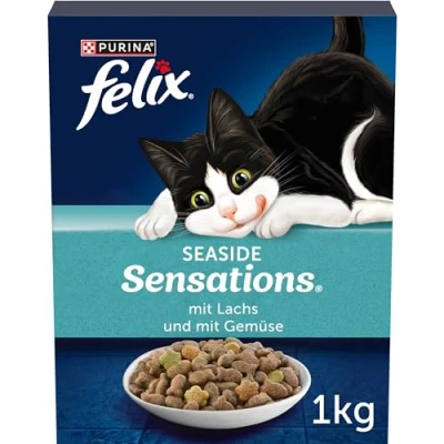 Abbildung von FELIX Seaside Sensations Katzenfutter trocken, mit Lachs und Gemüse, 1er Pack (1 x 1kg)