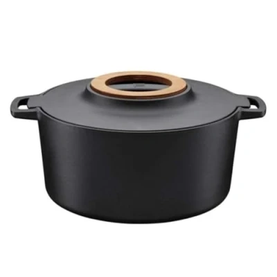 Abbildung von Fiskars Norden Gusseisen Kasserolle 6 l, Schwarz, Eisenguss, Emaille, Keramik, Gas, Halogen, Induktion, 270 C