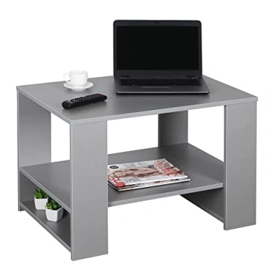 Abbildung von RICOO Couchtisch mit Stauraum 72 x 50 cm, Holz, Wohnzimmertisch für Couch Grau WM090 PL Tisch Wohnzimmer Tisch, Sofatisch, Coffee Table, klein