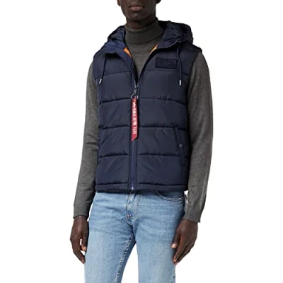 Abbildung von Alpha Industries Hooded Puffer Weste, Herren, Größe: Large, Repl.blue