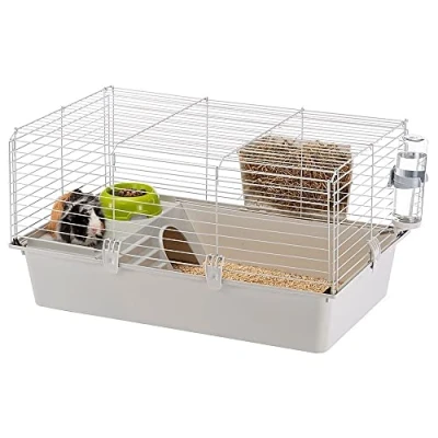 Abbildung von Ferplast Kaninchenkäfig käfig für Hasen, Nagerkäfig, Meerschweinchen Kaninchenstall mit Zubehör, 77 x 48 H 42 cm