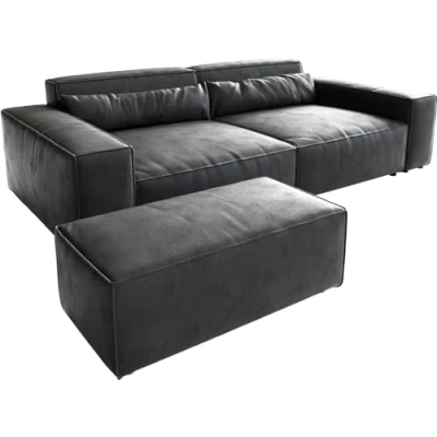 Abbildung von DELIFE Big Sofa Sirpio, XL Lederimitat Vintage Anthrazit 270x130 cm mit Hocker