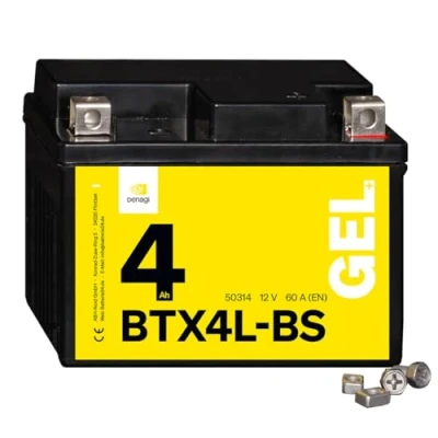 Abbildung von Denagi 50314 GEL BTX4L BS Motorradbatterie 12V 4Ah, Ersetzt YTX4L BS, wartungsfrei versiegelt vorgeladen