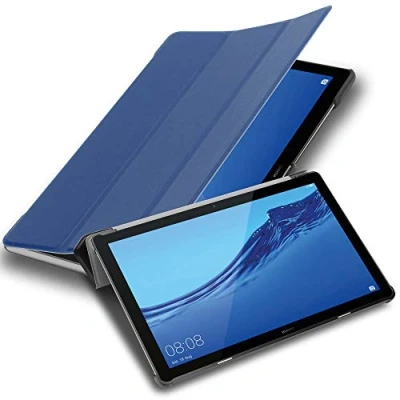 Abbildung von Cadorabo Hülle kompatibel mit Huawei MediaPad T5 10 (10.1 Zoll) Tablethülle ohne Auto Wake Up aus Kunst Leder Klappbare Magnetische Cover für Tasche in Blau