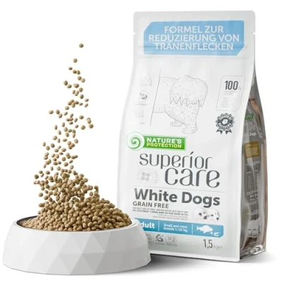 Abbildung von Nature&#039;s Protection Superior Care Getreidefreies Hundefutter Hypoallergenes für Ausgewachsene, Aller Kleine Und Mini, Tränenflecken Braune AB, Rassen Weißfisch 1.5kg