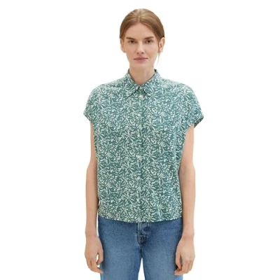 Abbildung von TOM Tailor Hemdbluse, Damen, Größe: 36, Green abstract leaf print
