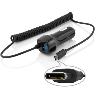 Abbildung von MidGard Spiral Ladekabel Type C USB Anschluss KFZ Ladegerät Smartphone (Zigarettenanzünder für Geräte mit Anschluss)
