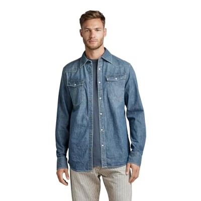 Abbildung von G STAR RAW Herren 3301 Straight Shirt, Blau (faded cricket blue D12698 D311 D891), XS