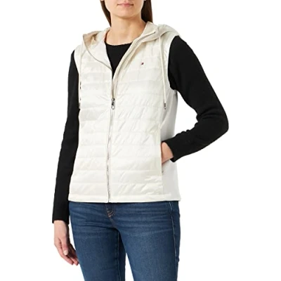 Abbildung von Tommy Hilfiger Damen Weste Steppweste, Beige (Weathered White), S