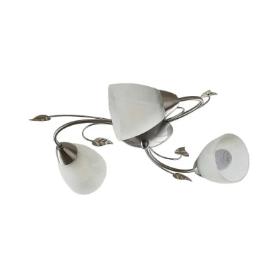 Abbildung von Lindby Deckenleuchte Yannie, dimmbar, Leuchtmittel nicht inklusive, Metall, Glas, nickel, weiß, 3 flammig, E14, Deckenleuchte, Lampe