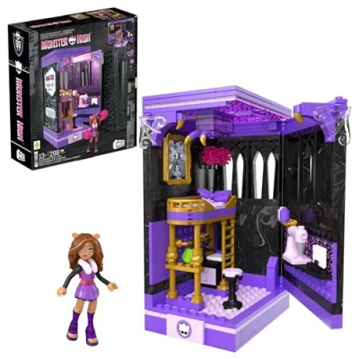 Abbildung von MEGA Monster High Actionfigur Bauset Clawdeens Spuk Buch Ecke mit 299 Teilen, Bücherecke für Sammler, HXM32