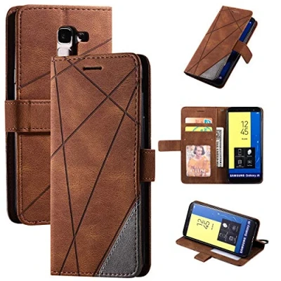 Abbildung von kompatibel mit Samsung Galaxy On6 2018 Hülle Leder,kompatibel SM J600F/DS J6 / J600G/DS J600FN J600FZ J600L/N Klapphülle Handytasche Case Brown