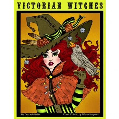 Abbildung von Victorian Witches: An adult coloring book by artist Deborah Muller. Unlock your creativity and relax with 32 pages of magical fun.