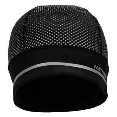 Abbildung von Nathan Unisex Erwachsene Hypernight Mütze mit Ponyschwanz, reflektierend Beanie, Schwarz/Geo, Einheitsgröße