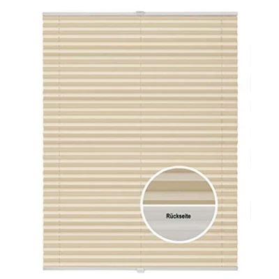 Abbildung von ondeco Plissee Thermo ohne Bohren mit Klemmträger,Sonnenschutz für Fenster innen, lichtschutz und Blickdicht, Faltrollo Sichtschutz Tür, Jalousie Rollo leicht verdunkelnd Beige 75x130 cm