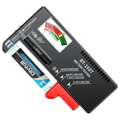 Abbildung von Dlyfull Batterietester Pro Magnetischer BatteryCheck für alle Batterien(AA, AAA, D, C, 9V und 1.5V Knopfzellen) Präziser Batteriezustandstester ohne Stromversorgung,steckplatz&amp;Magnetfunktion