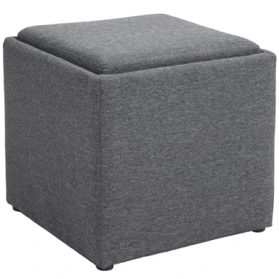 Abbildung von HOMCOM Sitzbank mit Stauraum, Polsterbank abnehmbarem Deckel, Bettbank Leinenoptik, für Flur Schlafzimmer Wohnzimmer, 42 x 41 cm Dunkelgrau