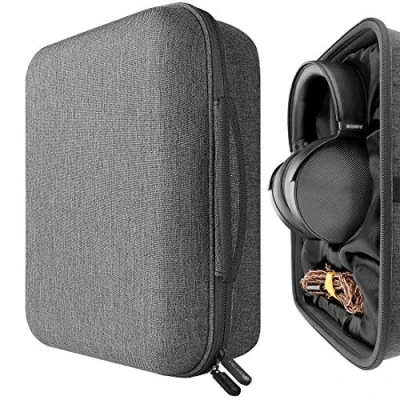 Abbildung von Geekria Tasche Kopfhörer für Sony MDR Z1R, Z7M2, Grado PS1000e, Denon AH D5200, D9200, JVC HA SZ2000, SZ1000e, Hard Tragetasche, Schutztasche (grau)