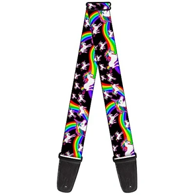 Abbildung von Buckle Down GS W32109 Gitarrengurt Einhörner Rainbow Swirl Schwarz, 5,1 cm breit, 73,7137,2 Länge