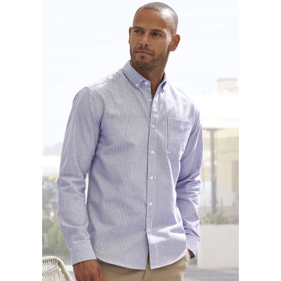 Abbildung von H.I.S Langarmhemd Regular fit Oxfordhemd langarm mit Button down Kragen aus reiner Baumwolle