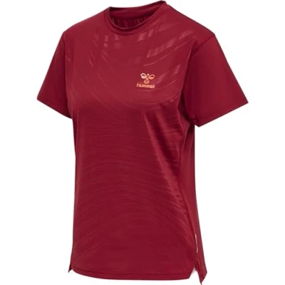 Abbildung von Hummel GRID POLY TEE Tshirt print, Damen, Größe: XS, Rhubarb nasturtium
