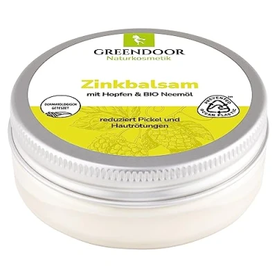 Abbildung von GREENDOOR Zinkbalsam Anti Pickel Pflege Creme mit Bio Neemöl, natürliche Pickelcreme gegen unreine Haut Akne Mitesser Hautrötungen, Express Hilfe unisex, Naturkosmetik