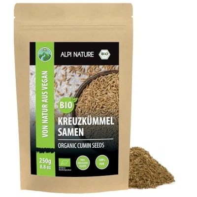 Abbildung von BIO Kreuzkümmel ganz (250g), Kreuzkümmelsamen in Rohkostqualität aus kontrolliert biologischem Anbau, Kreuzkümmelkörner glutenfrei, laktosefrei, laborgeprüft, vegan