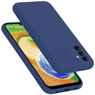 Abbildung von Cadorabo Hülle kompatibel mit Samsung Galaxy A04s Silikon Handyhülle für Case aus flüssigem stoßfeste dünne TPU Schutzhülle Liquid BLAU