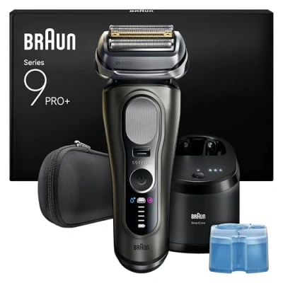 Abbildung von Braun Series 9 PRO+ Elektrorasierer Herren, 5+1 Ultradünne Präzisionsklingen, Pro SensoAdapt, Rasierapparat mit 60 Min. Akku, 6 in 1 SmartCare Center, Nass und Trockenrasierer 9665cce, Graphit